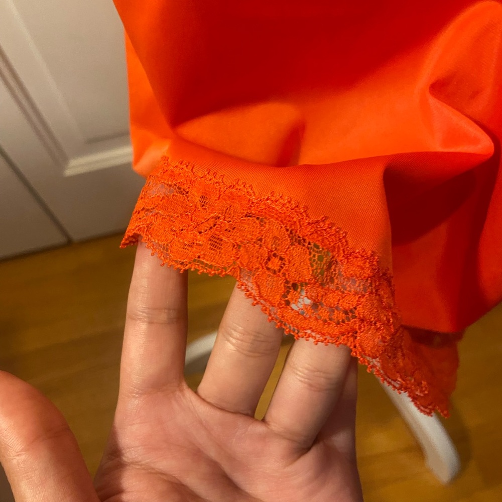 Elegant Orange / crimson red Lace Slip Dress - Picture 5 of 9
